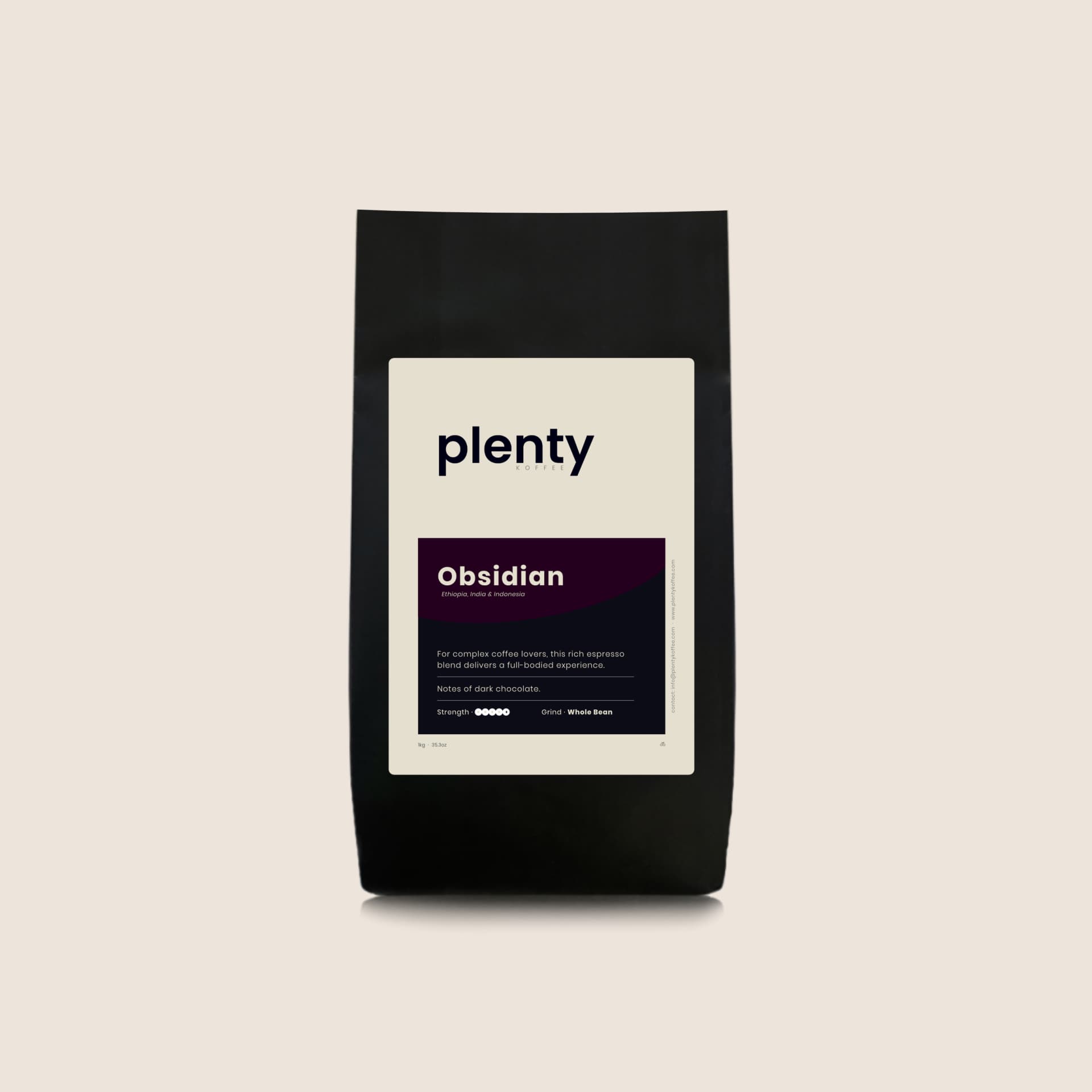 Obsidian coffee bag