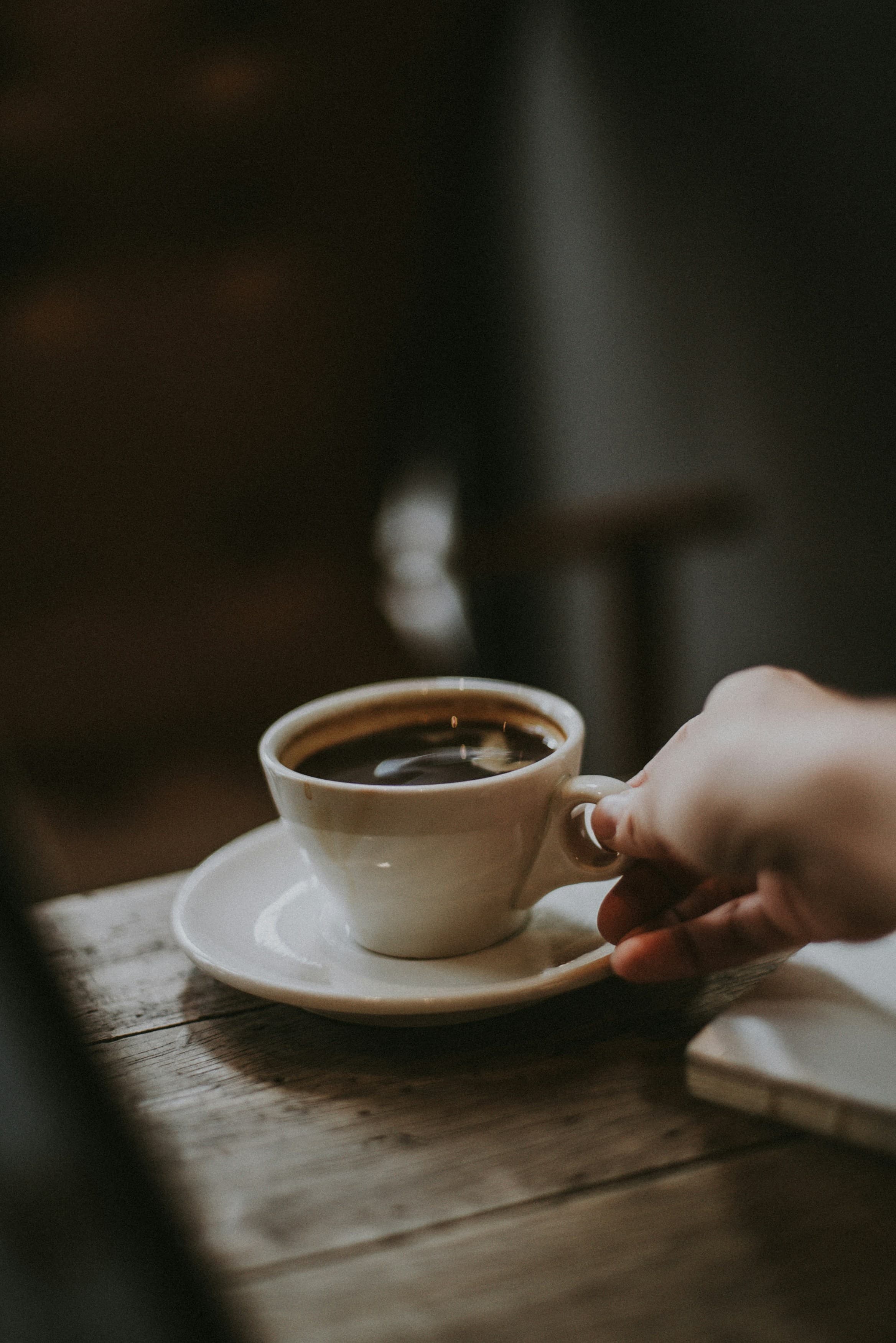 Steam rising from an early morning cup of coffee